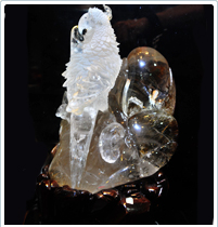 精雕天然鸚鵡白水晶